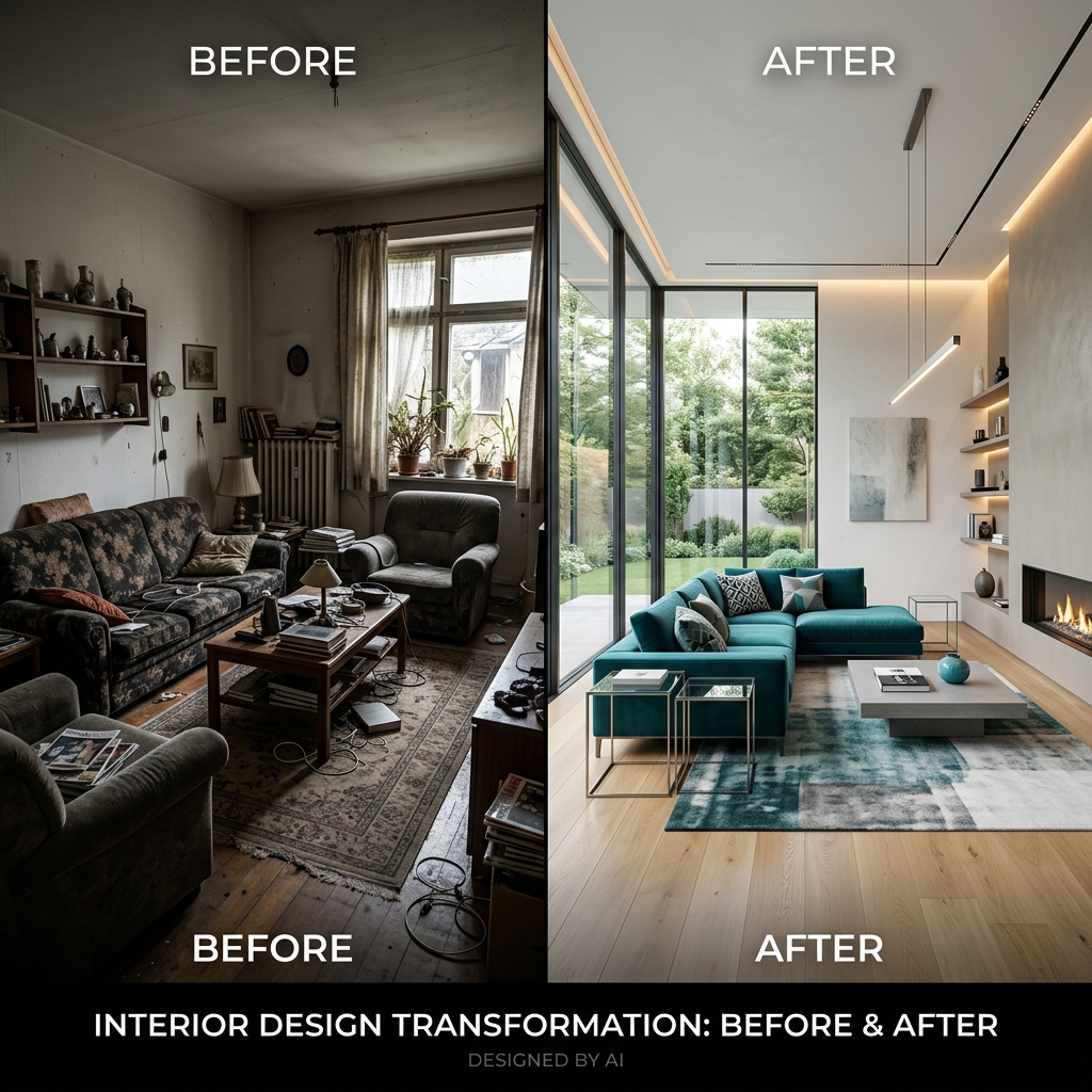 AI transformed living room